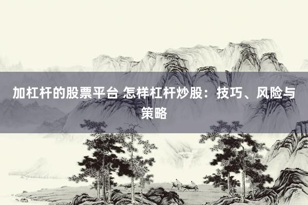 加杠杆的股票平台 怎样杠杆炒股：技巧、风险与策略
