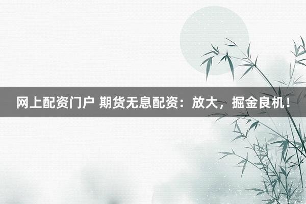 网上配资门户 期货无息配资：放大，掘金良机！