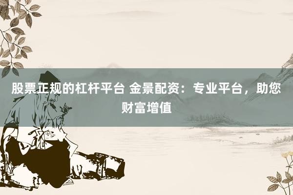 股票正规的杠杆平台 金景配资：专业平台，助您财富增值